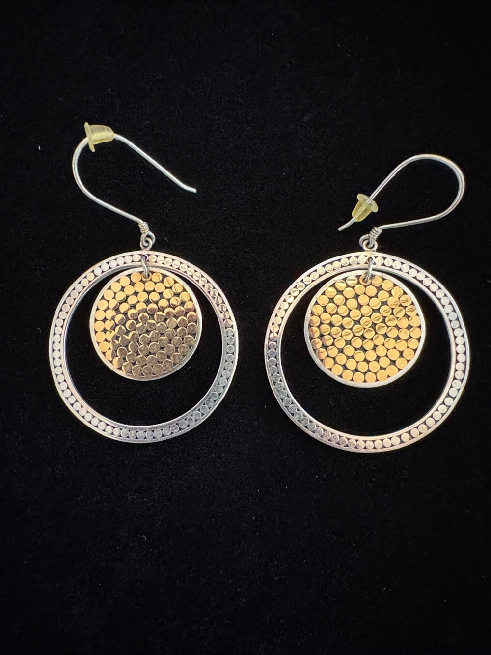 Silver 925 Double Circle Drop Earrings